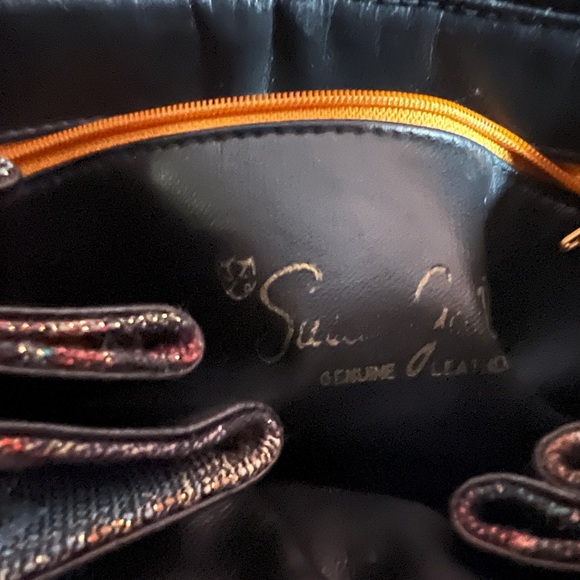 Vintage Shimmery Metallic Fabric Artsy Women's Bag with 100 Percent Leather trim - Picture 12 of 14